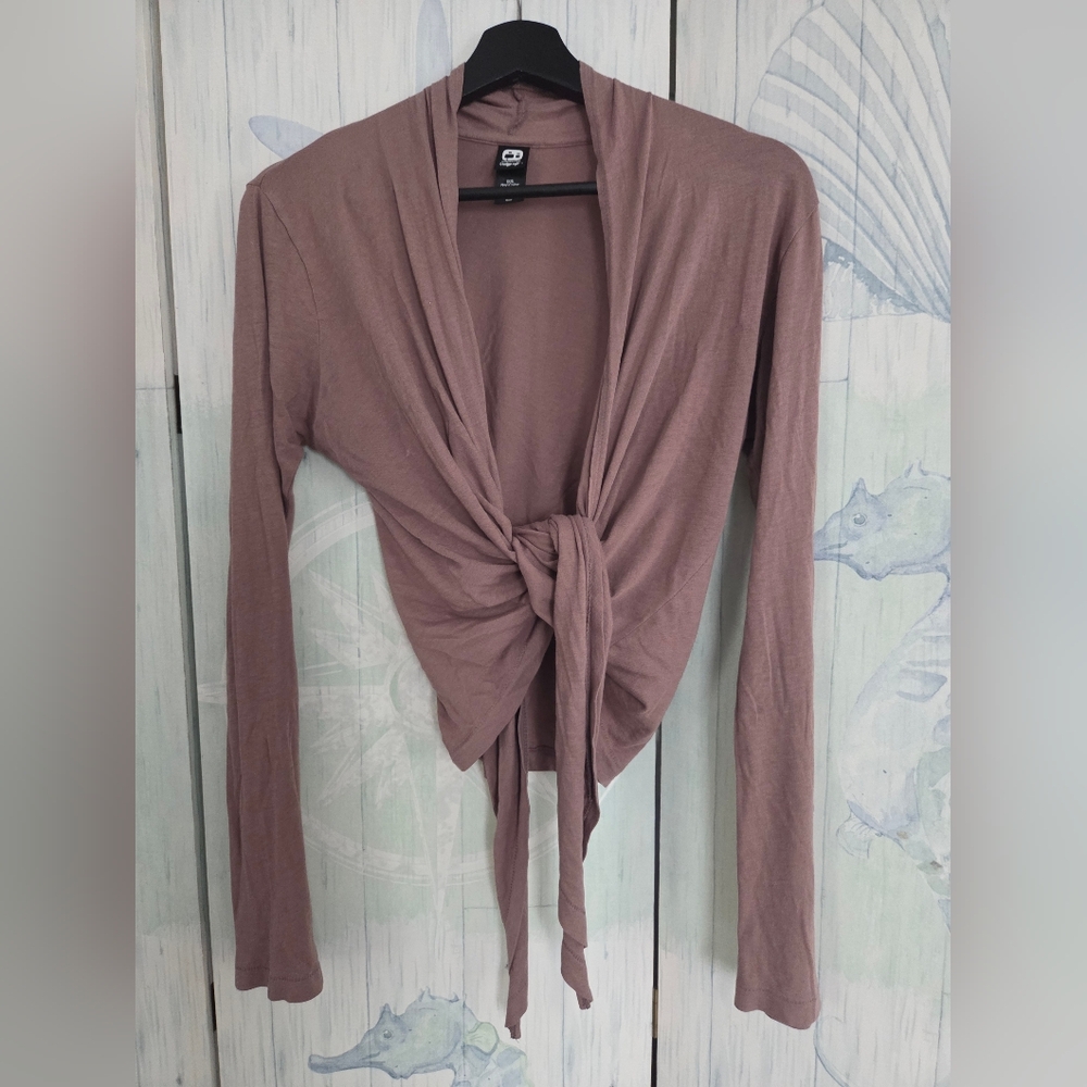 Alternative Women's Dusty Rose Tie-Front Long Sleeve Top